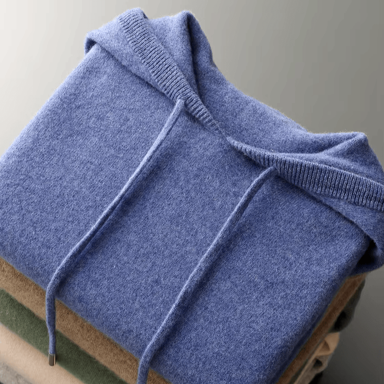 Men's Merino Knit Hoodie | Drawstrings & Ribbed Trim