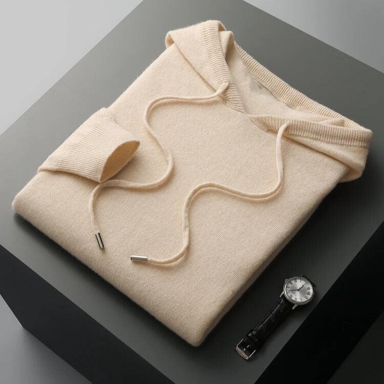 Men's Merino Knit Hoodie | Drawstrings & Ribbed Trim