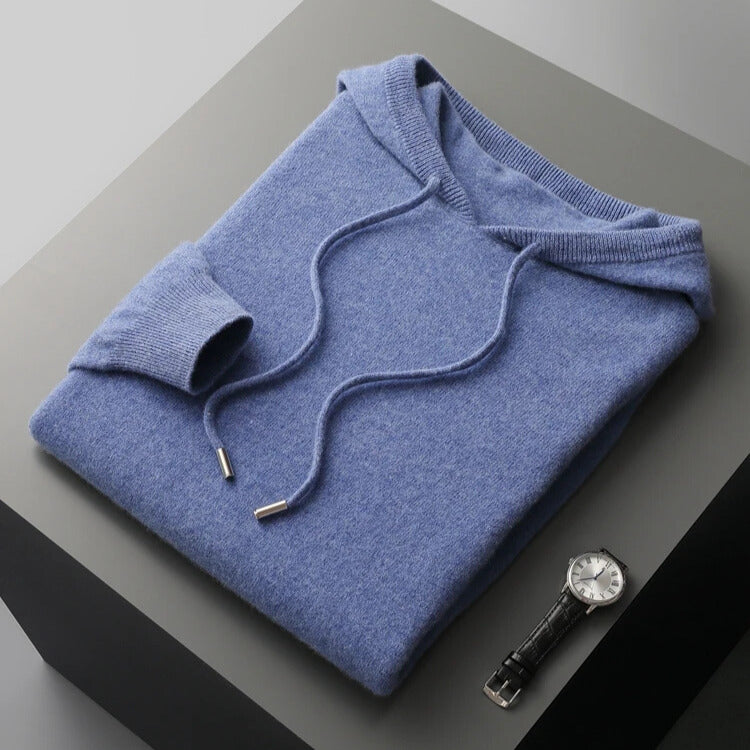 Men's Merino Knit Hoodie | Drawstrings & Ribbed Trim