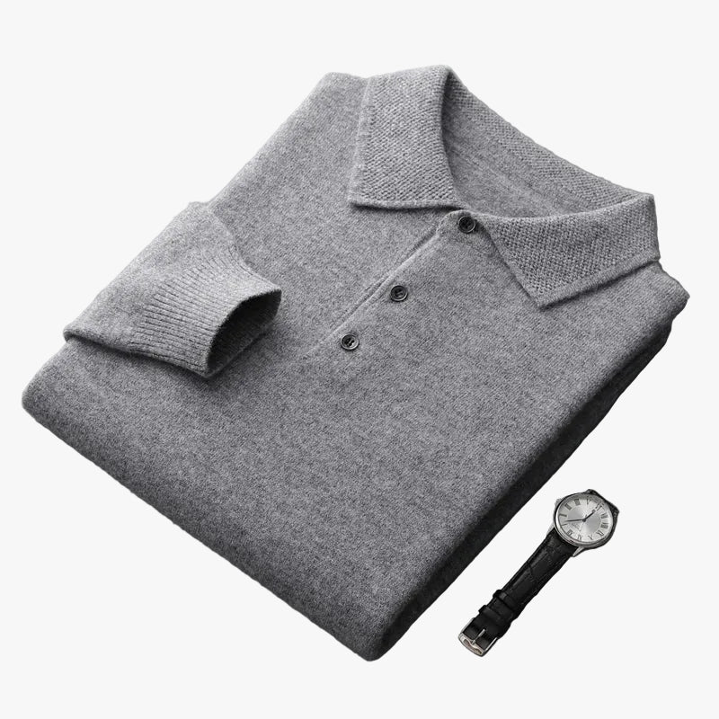 Men's Merino Polo Shirt | Three-Button Placket & Ribbed Trim