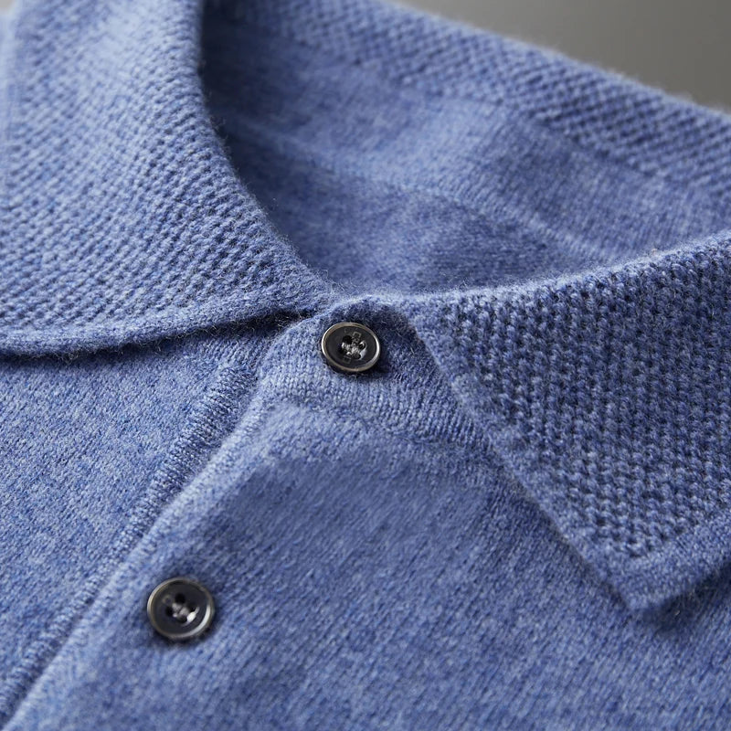 Men's Merino Polo Shirt | Three-Button Placket & Ribbed Trim