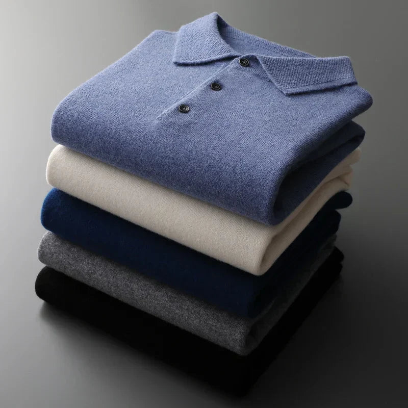 Men's Merino Polo Shirt | Three-Button Placket & Ribbed Trim