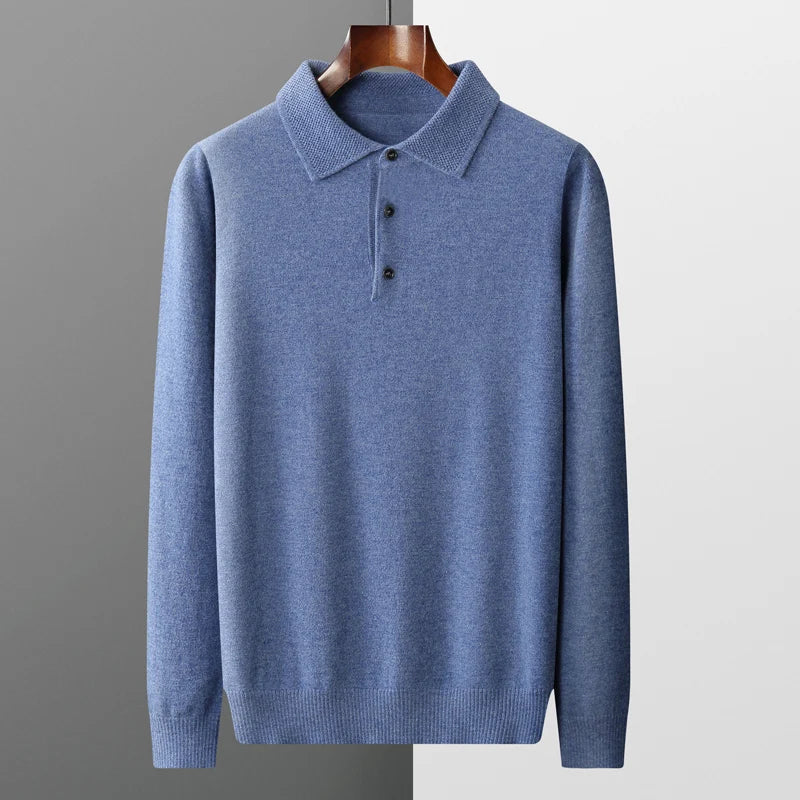 Men's Merino Polo Shirt | Three-Button Placket & Ribbed Trim