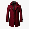Men's Mid-Length Coat | Double Collar & Button Front