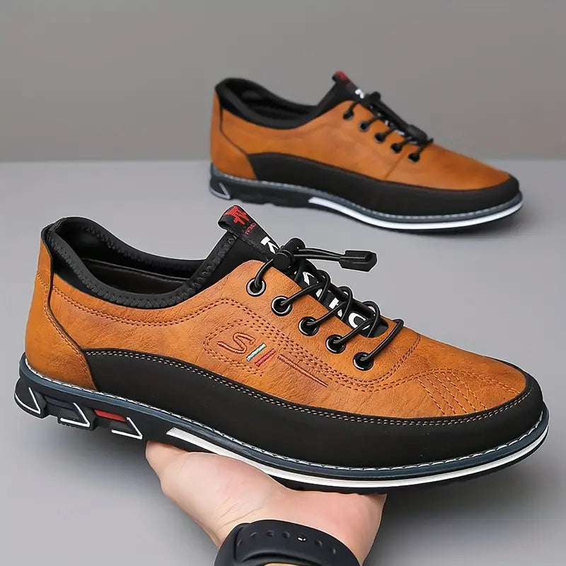 Men's Oxford-Style Faux Upper Shoes | Lace-Up Eyelets & Tread Sole