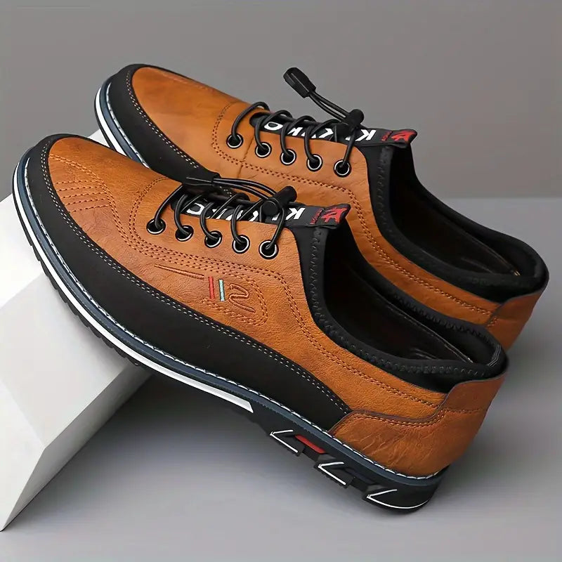 Men's Oxford-Style Faux Upper Shoes | Lace-Up Eyelets & Tread Sole