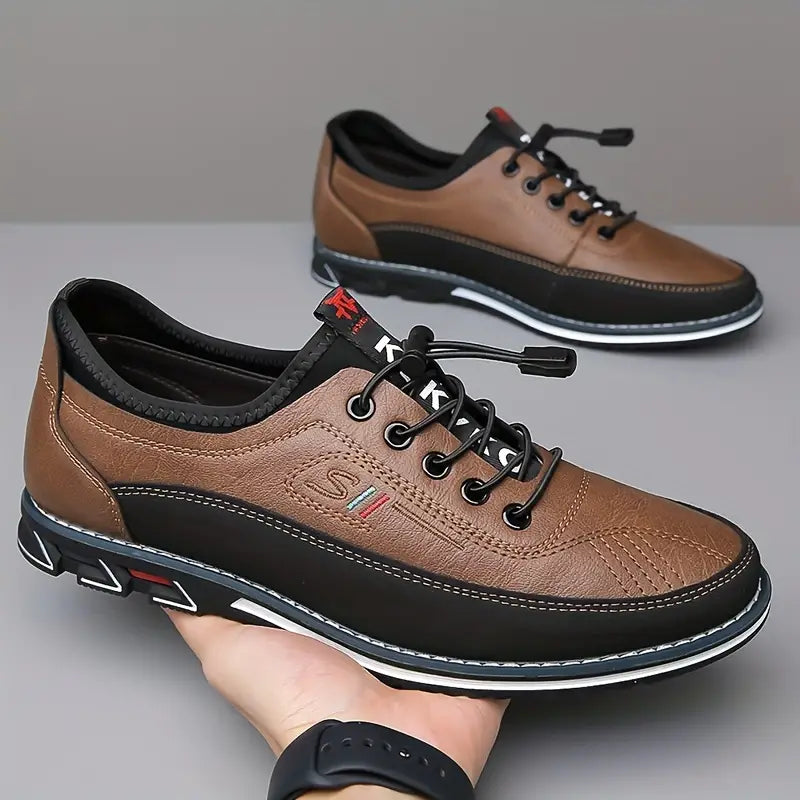 Men's Oxford-Style Faux Upper Shoes | Lace-Up Eyelets & Tread Sole