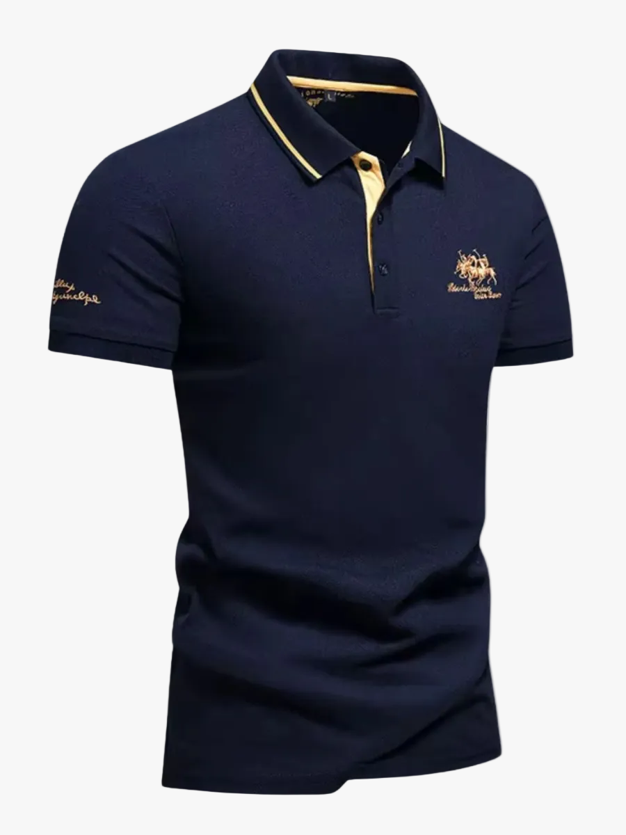 Men's Piqué Knit Polo Shirt | Tipped Collar & Embroidery