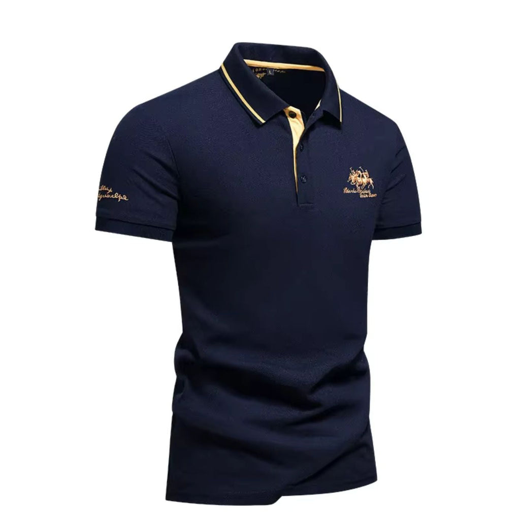 Men's Piqué Knit Polo Shirt | Tipped Collar & Embroidery