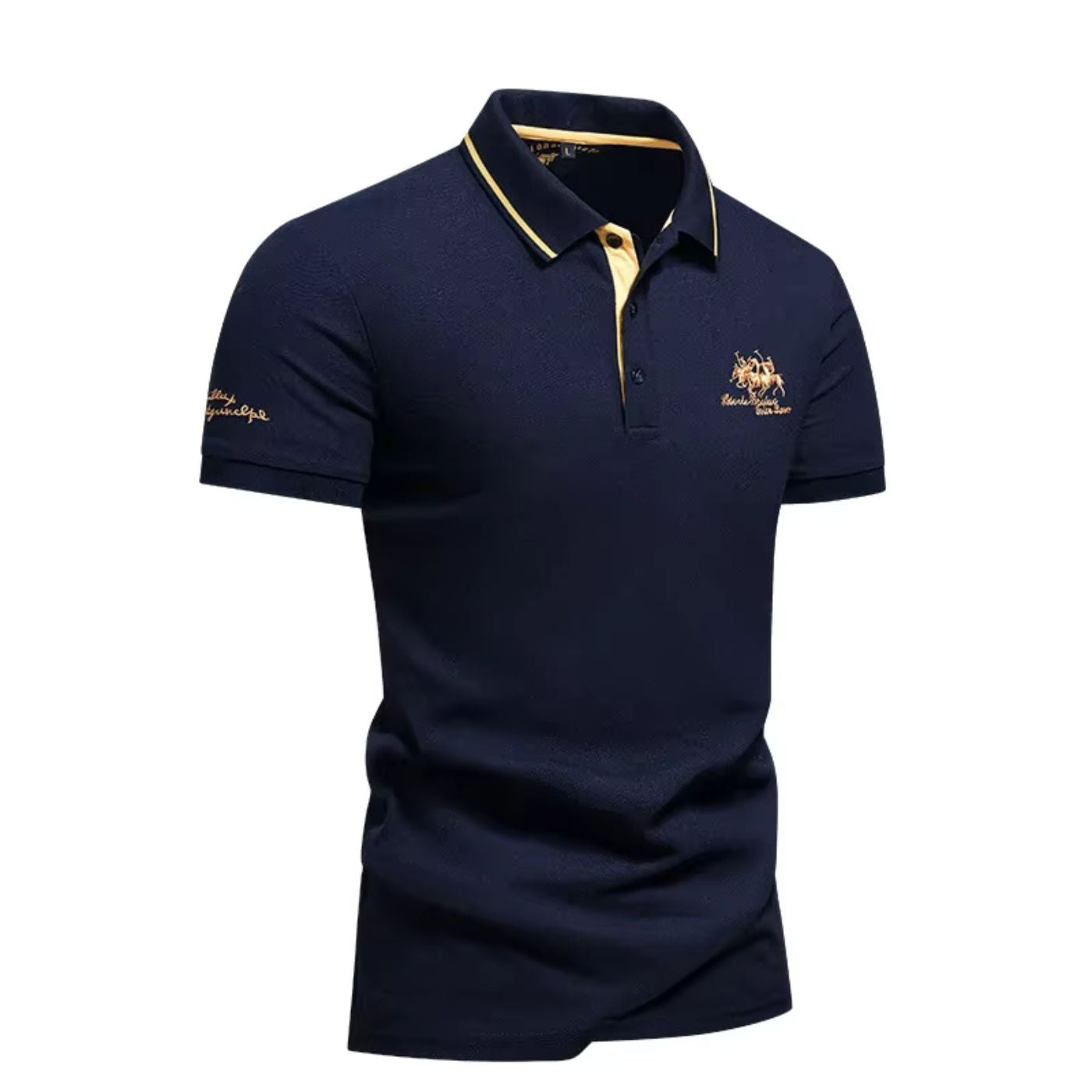 Men's Piqué Knit Polo Shirt | Tipped Collar & Embroidery