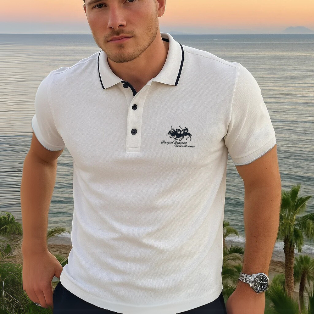 Men's Piqué Knit Polo Shirt | Tipped Collar & Embroidery