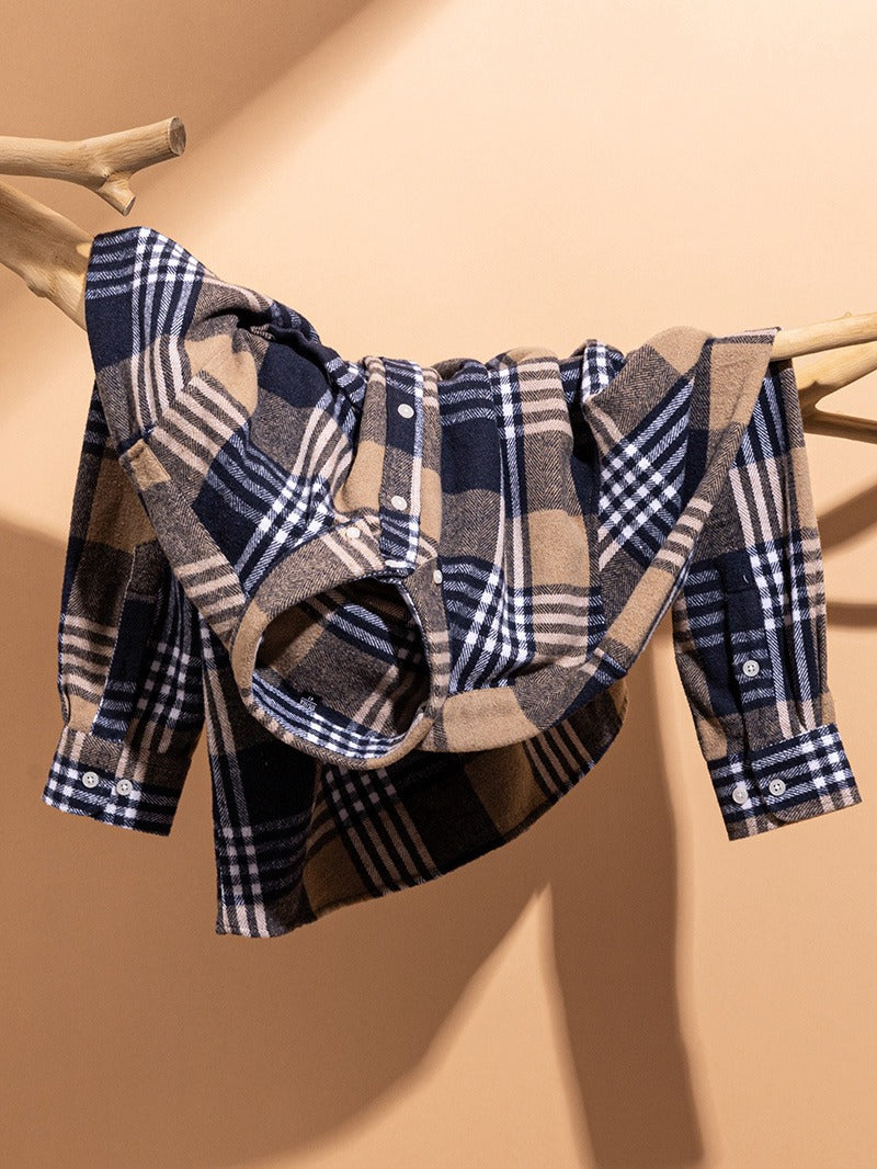 Men's Plaid Brushed Twill Shirt | Button-Down Collar & Chest Pocket