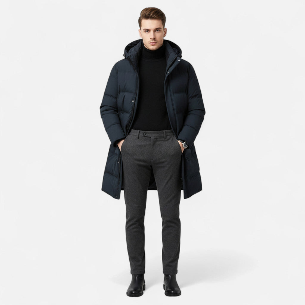 Men's Blend Longline Parka | Hood & Quilted Panels