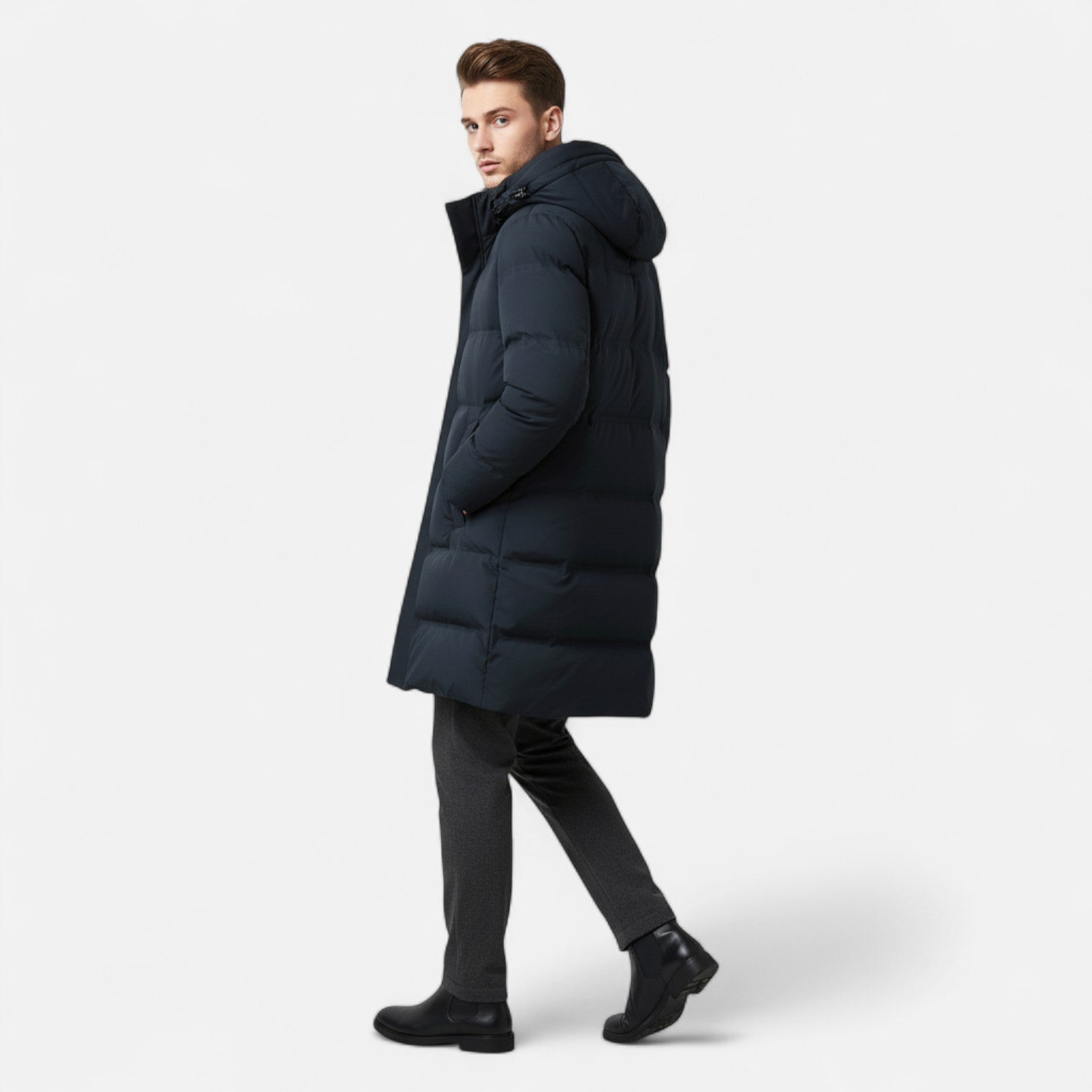 Men's Blend Longline Parka | Hood & Quilted Panels