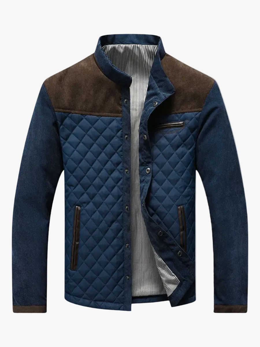 Men's Quilted Outerwear Jacket | Stand Collar & Snap Front