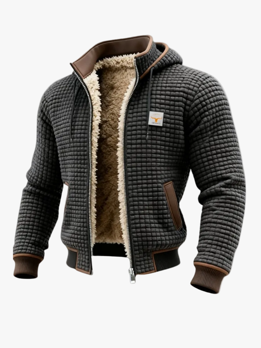 Men's Quilted Pile-Lined Winter Jacket | Hood & Zip Front
