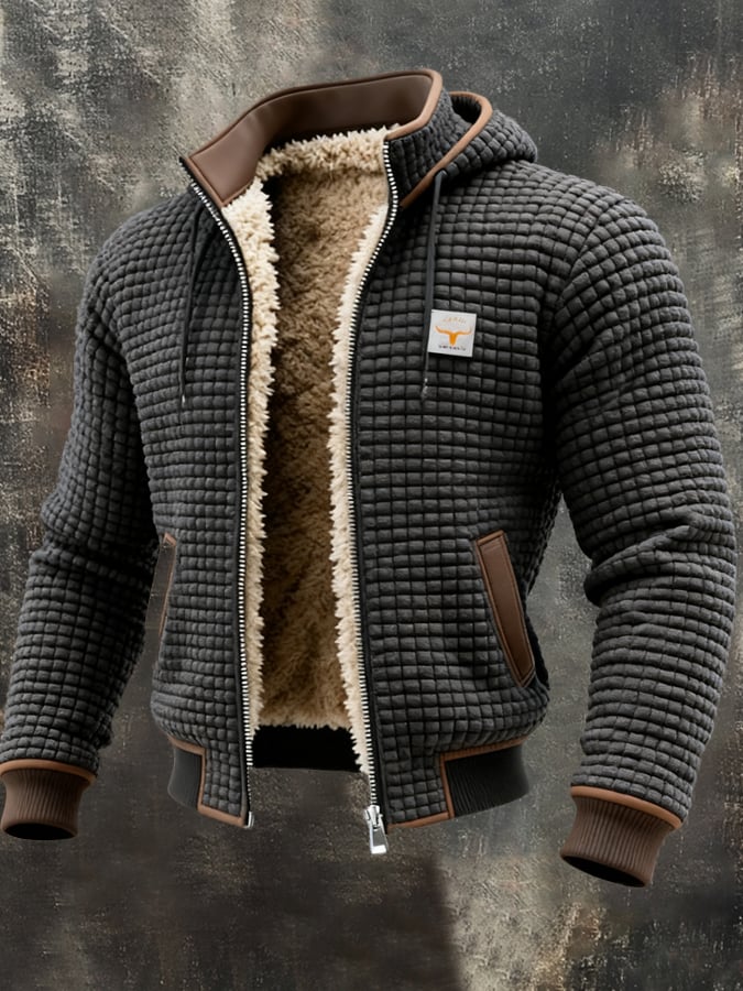 Men's Quilted Pile-Lined Winter Jacket | Hood & Zip Front