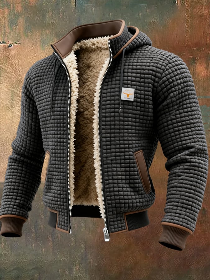 Men's Quilted Pile-Lined Winter Jacket | Hood & Zip Front