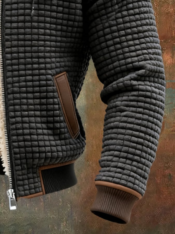 Men's Quilted Pile-Lined Winter Jacket | Hood & Zip Front