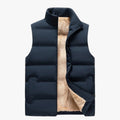 Men's Quilted Polyester Puffer Jacket | Fleece Lining & Stand Collar