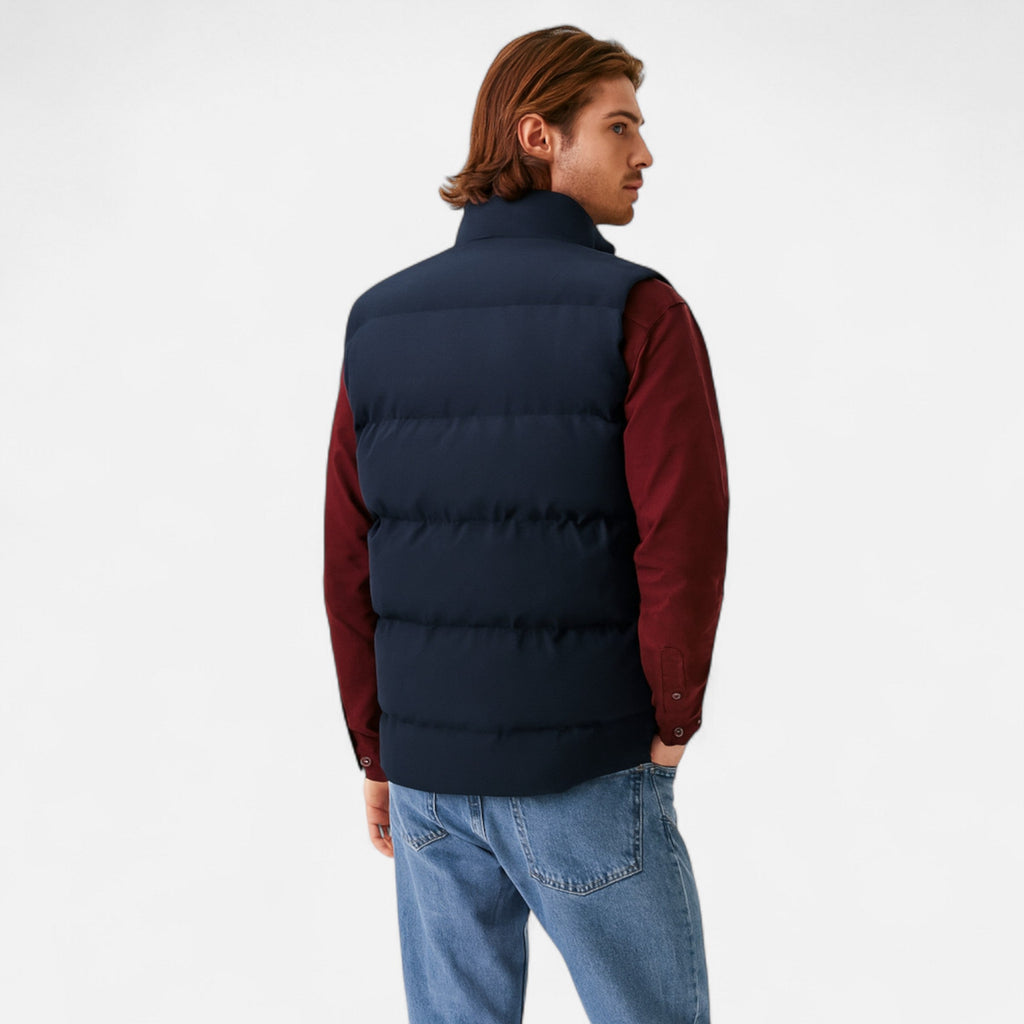 Men's Quilted Polyester Puffer Jacket | Fleece Lining & Stand Collar