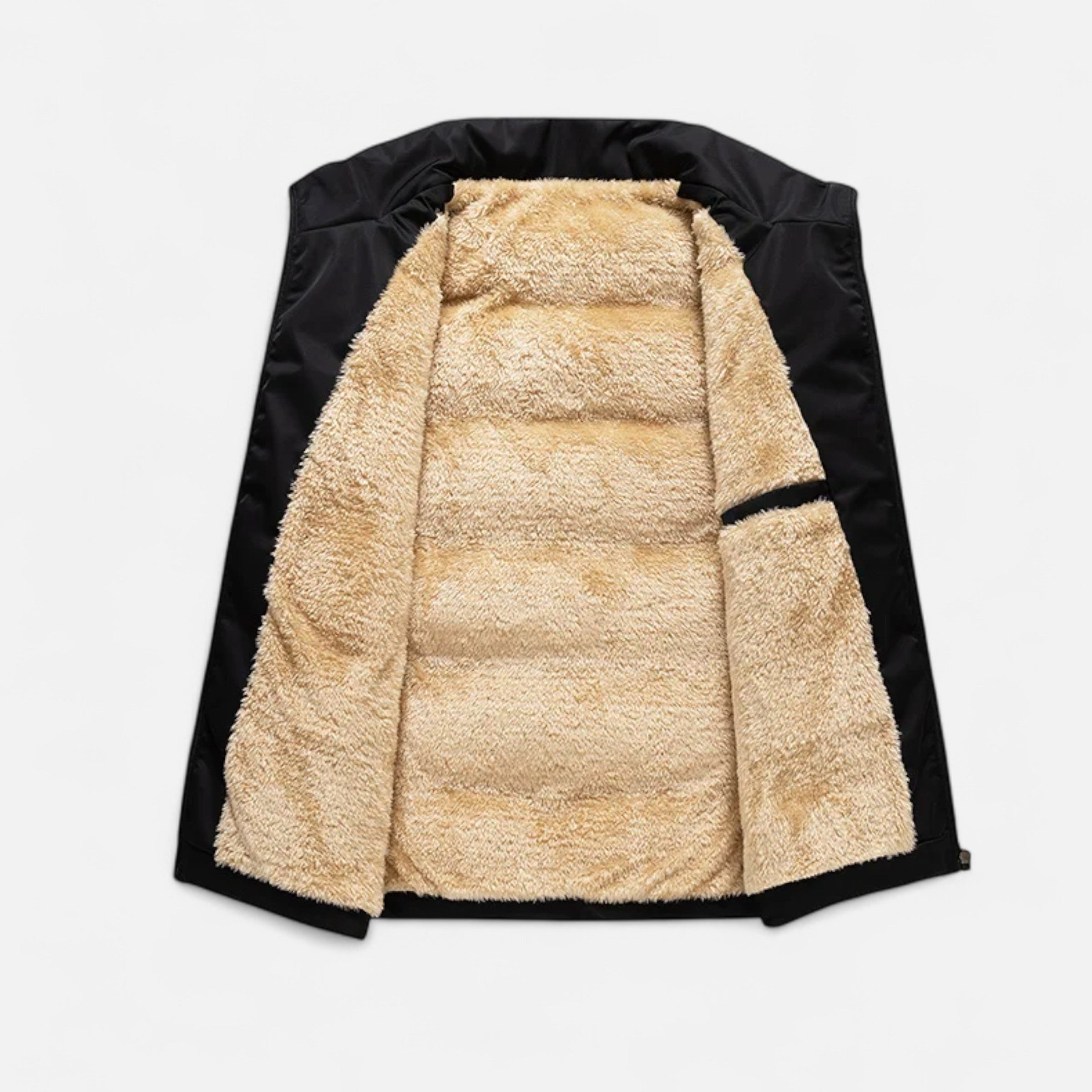 Men's Quilted Polyester Puffer Jacket | Fleece Lining & Stand Collar