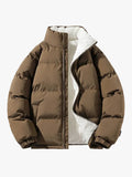 Men's Quilted Puffer Jacket | Zip Front & Stand Collar