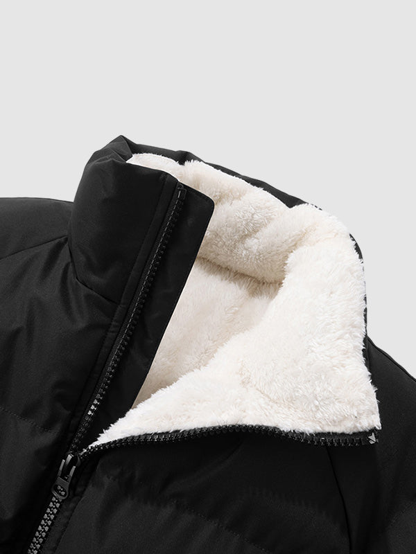 Men's Quilted Puffer Jacket | Zip Front & Stand Collar