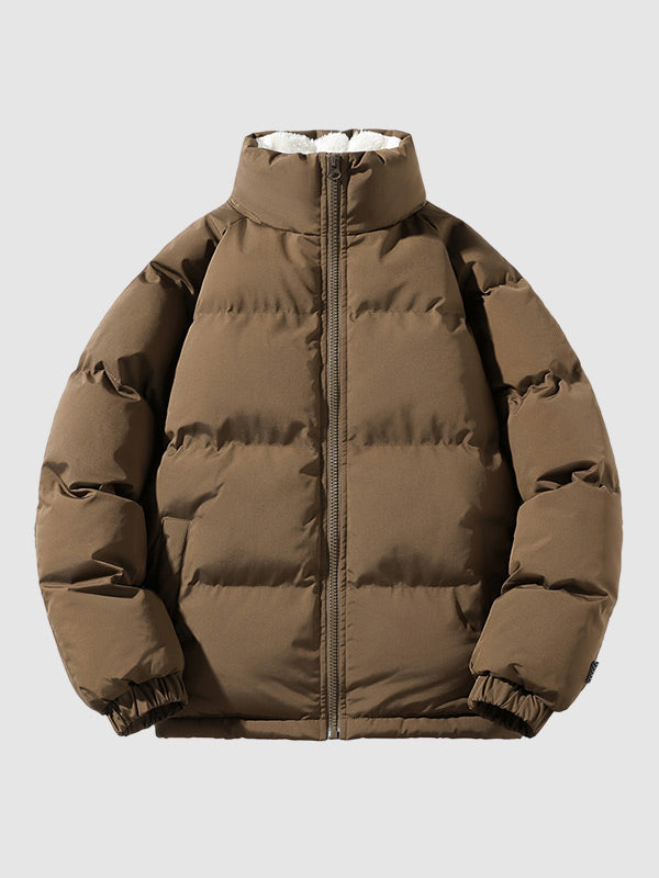 Men's Quilted Puffer Jacket | Zip Front & Stand Collar