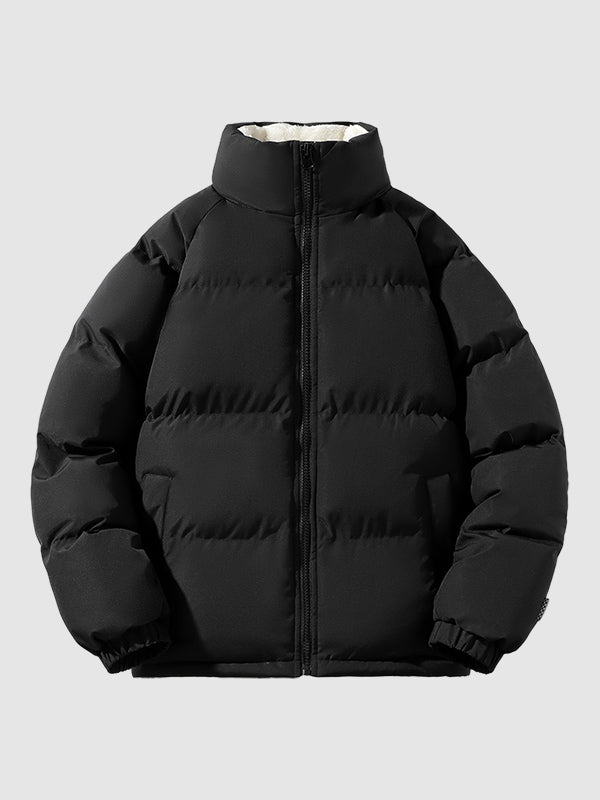 Men's Quilted Puffer Jacket | Zip Front & Stand Collar