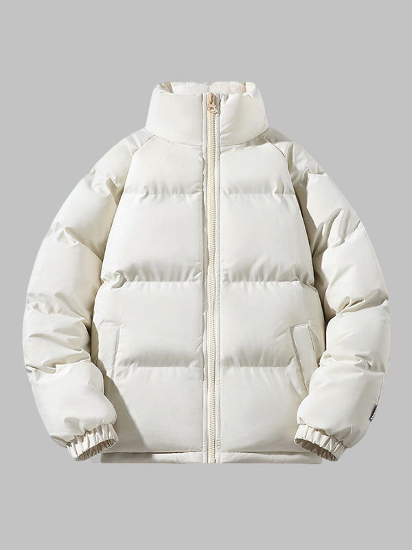 Men's Quilted Puffer Jacket | Zip Front & Stand Collar