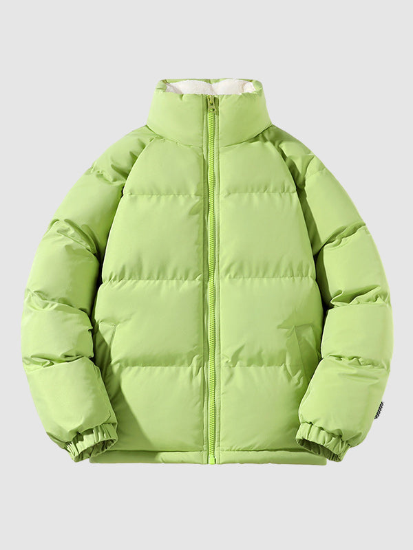 Men's Quilted Puffer Jacket | Zip Front & Stand Collar