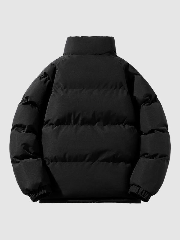 Men's Quilted Puffer Jacket | Zip Front & Stand Collar