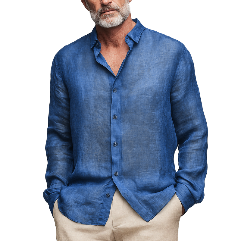Men's Relaxed Long-Sleeve Shirt | Lapel Collar