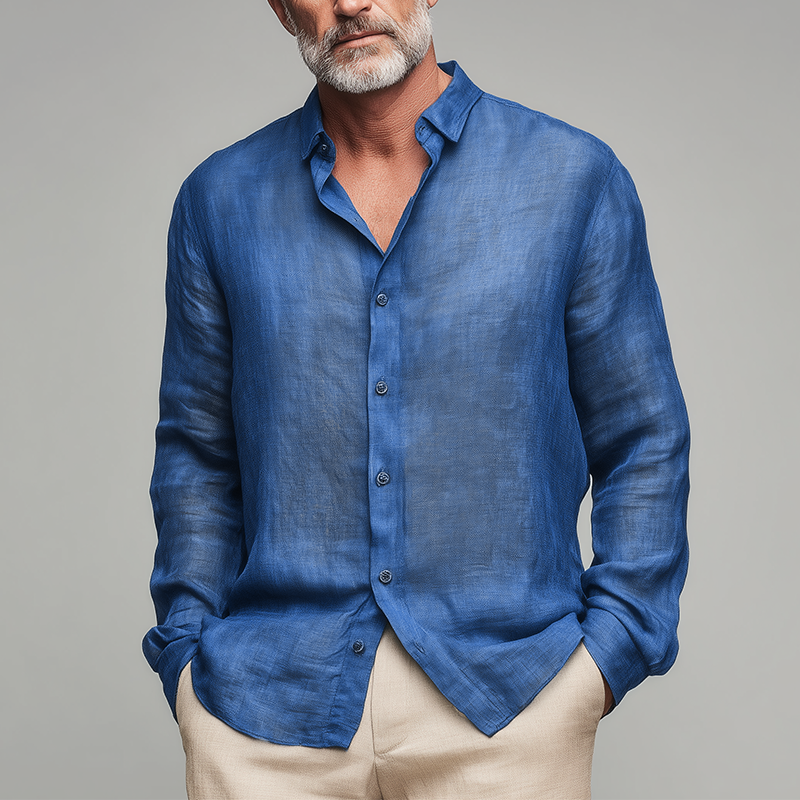 Men's Relaxed Long-Sleeve Shirt | Lapel Collar