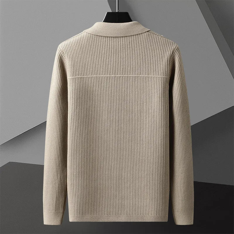 Men's Rib Knit Cardigan | Button Front & Patch Pockets