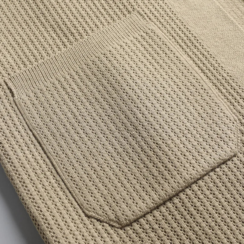 Men's Rib Knit Cardigan | Button Front & Patch Pockets