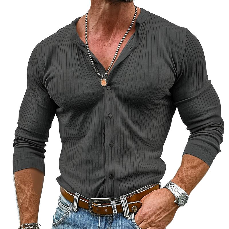 Men's Ribbed Long-Sleeve Shirt | Round Neck
