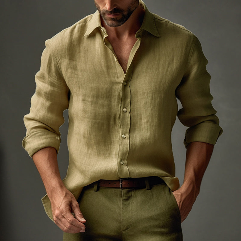 Men's Slim-Fit Long-Sleeve Shirt | Lapel Collar