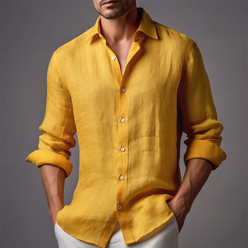 Men's Slim-Fit Long-Sleeve Shirt | Lapel Collar