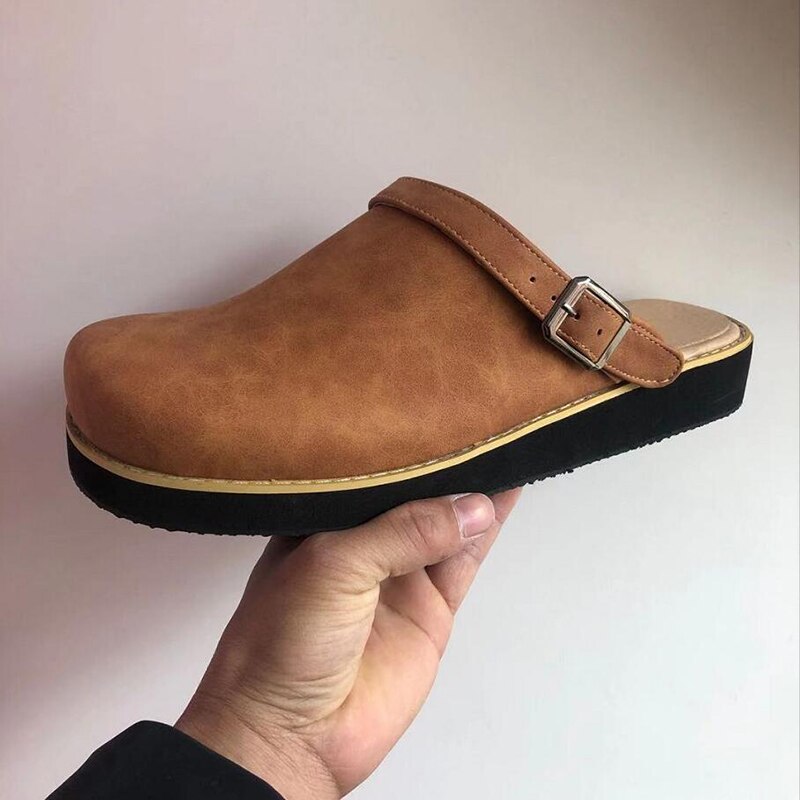 Men's Slip-On Faux Clogs | Buckle Strap & Stitched Sole