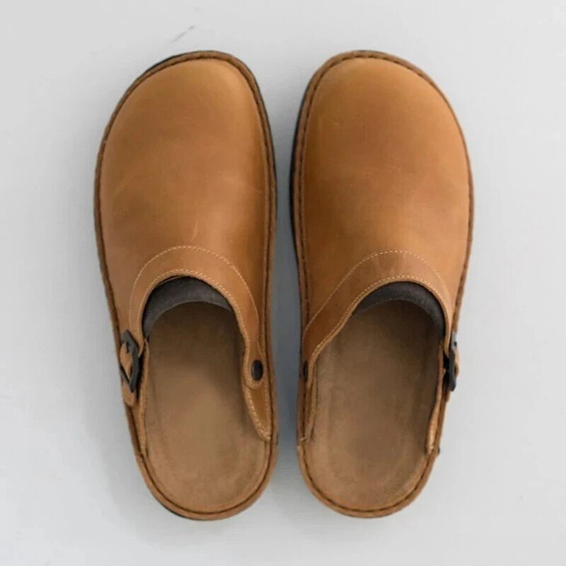 Men's Slip-On Faux Clogs | Buckle Strap & Stitched Sole