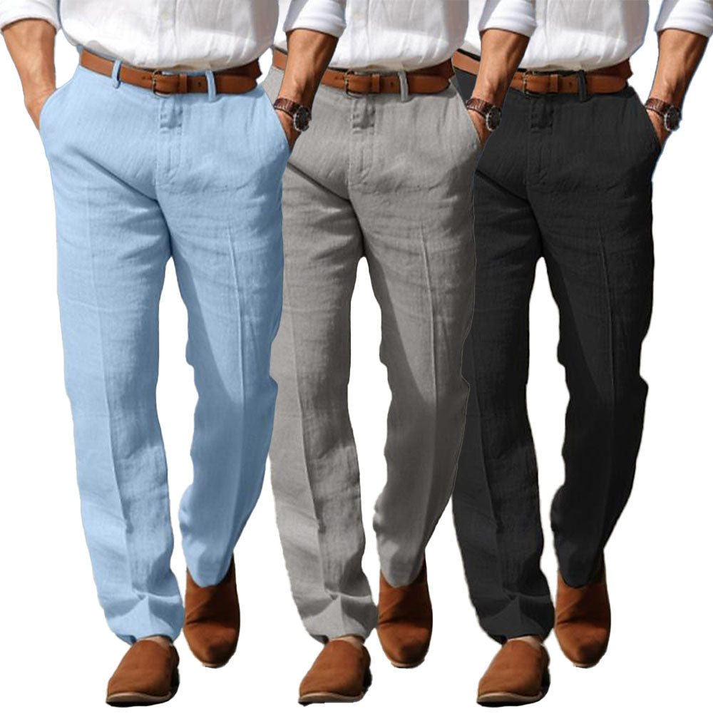 Men's Straight-Leg Linen Pants | Belt Loops & Slant Pockets