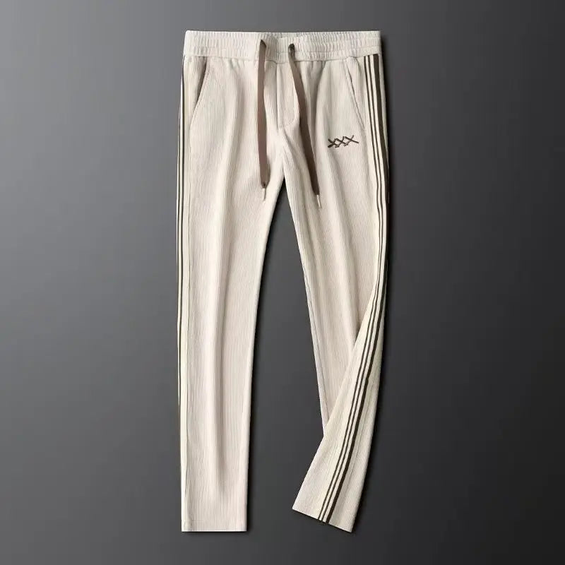 Men's Streetwear Corduroy Tracksuit | Zip Jacket & Stripe Trim