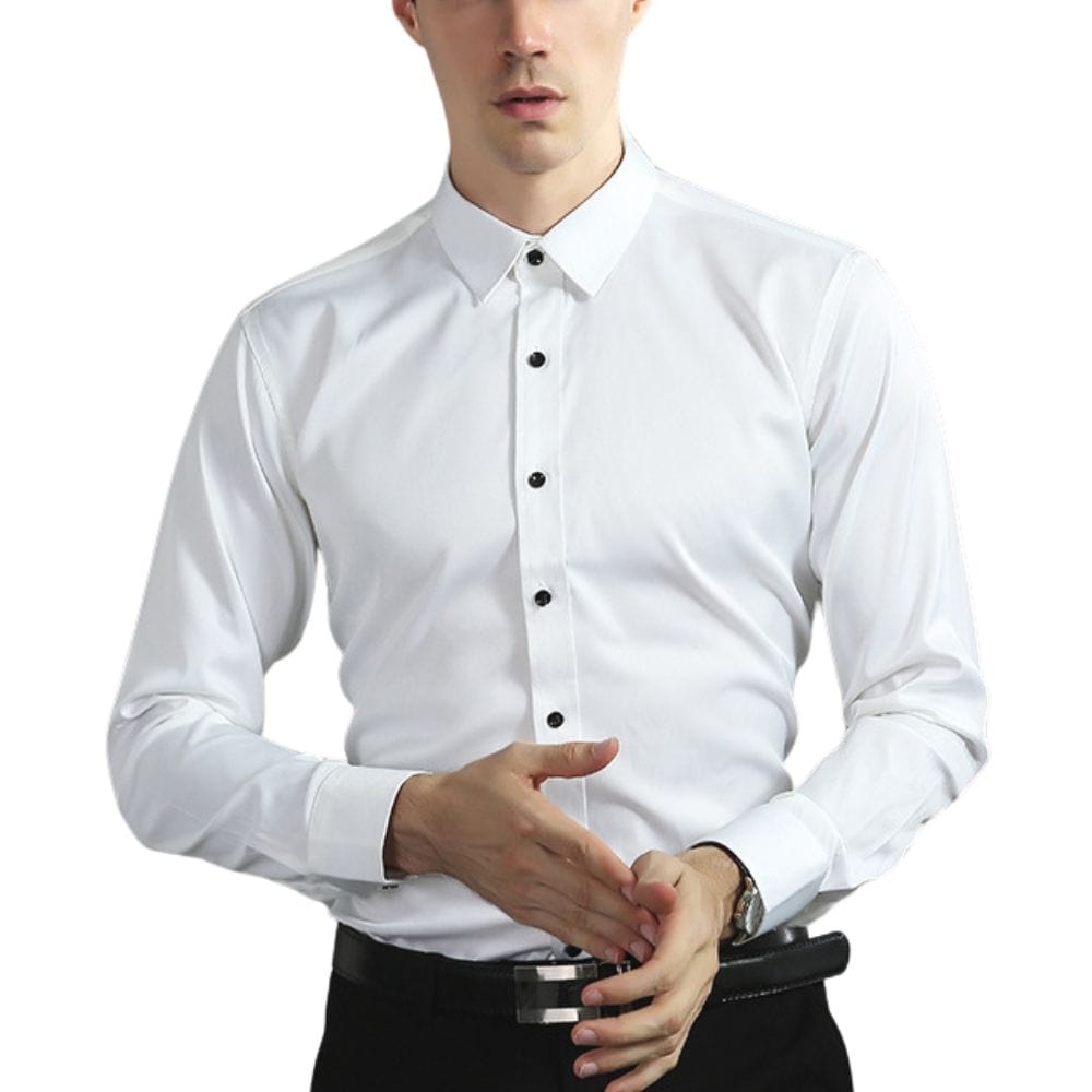 Men's Stretch-Blend Dress Shirt | Button Front & Point Collar