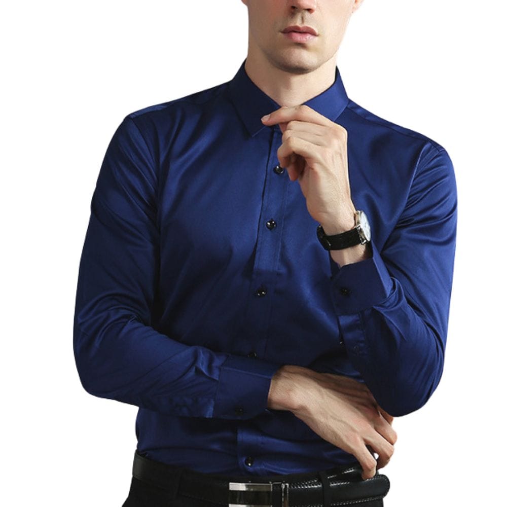 Men's Stretch-Blend Dress Shirt | Button Front & Point Collar