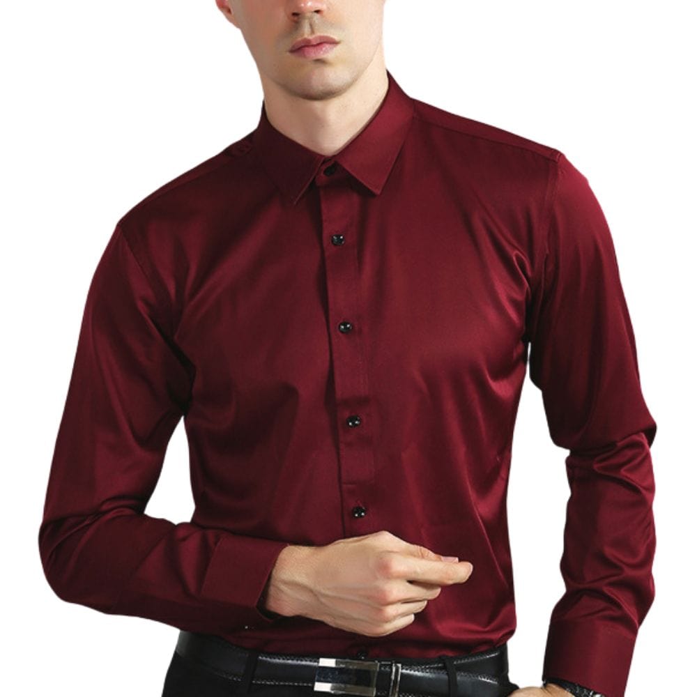 Men's Stretch-Blend Dress Shirt | Button Front & Point Collar
