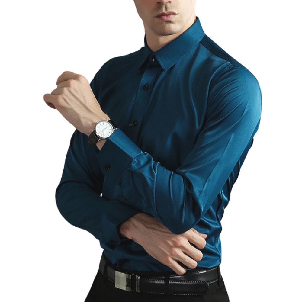 Men's Stretch-Blend Dress Shirt | Button Front & Point Collar