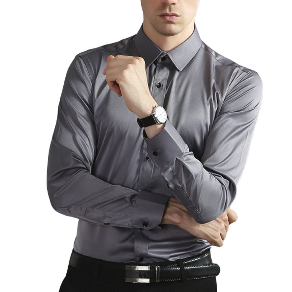 Men's Stretch-Blend Dress Shirt | Button Front & Point Collar