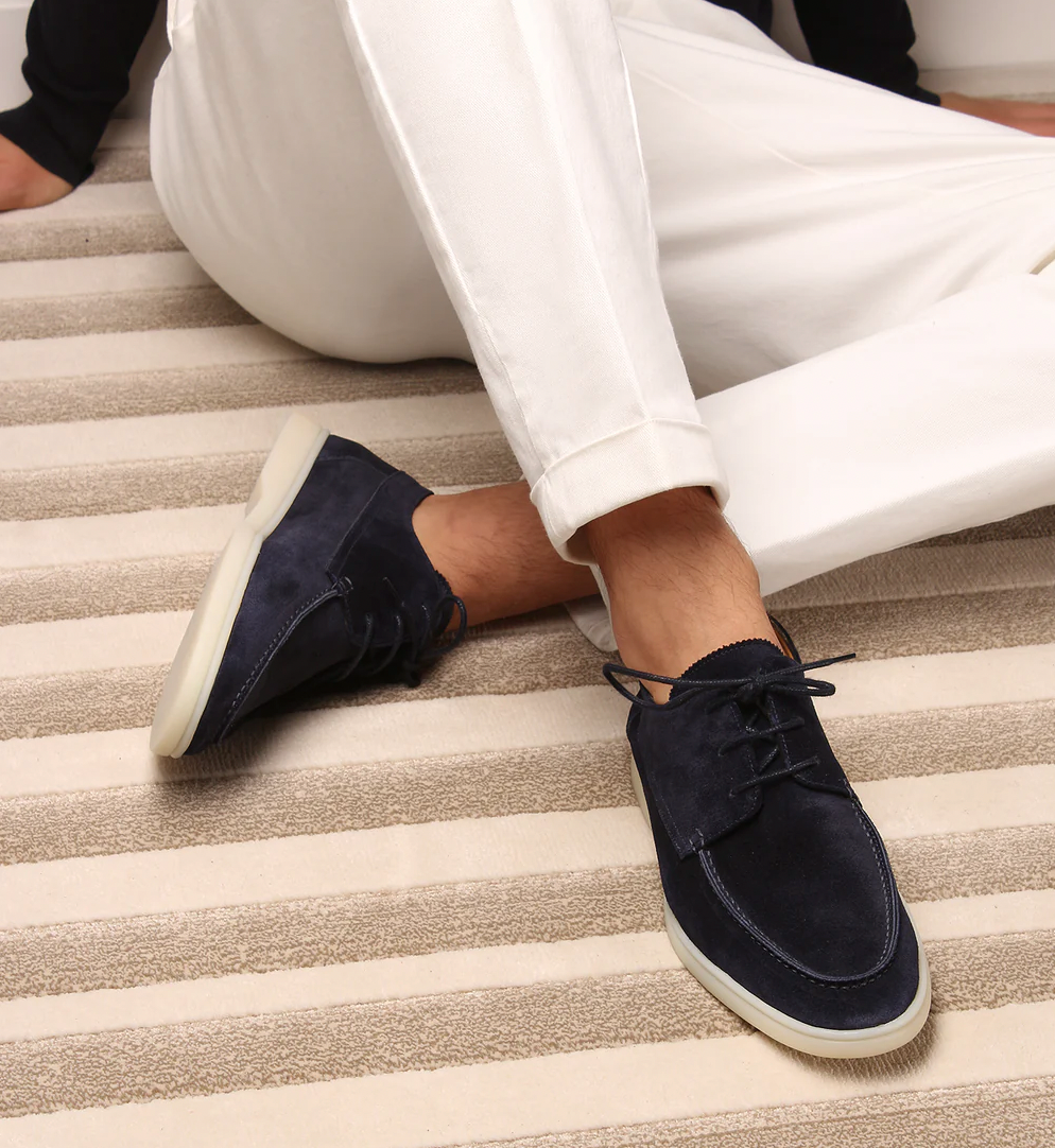 Men's Suede Loafers | Lace-Up Closure & Moc Toe